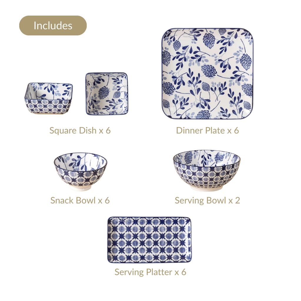 Blue 26 Piece Dinnerware Set For 6 Nestasia