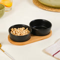 Black Snack Bowls Set Of 2 With Serving Tray 200ml Nestasia