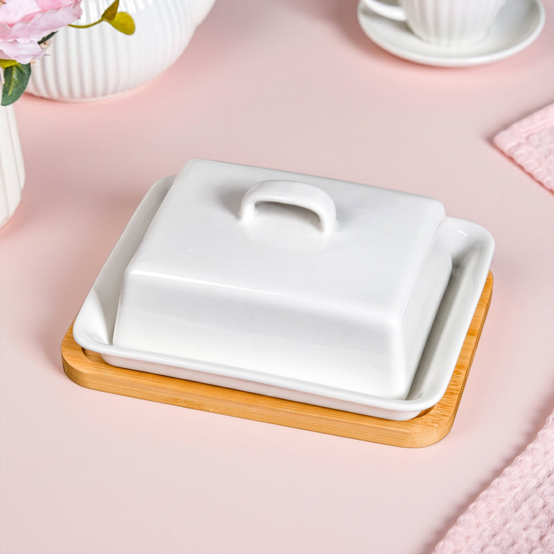 Ceramic Butter Dish With Lid And Tray Nestasia