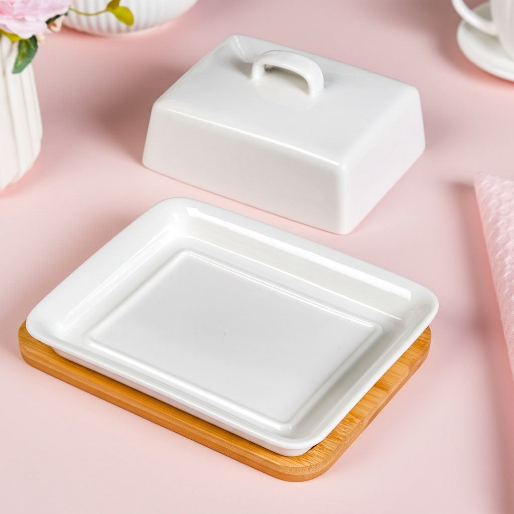 Ceramic Butter Dish With Lid And Tray Nestasia