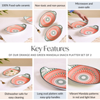Orange And Green Mandala Snack Platter Set Of 2 Nestasia