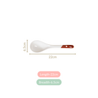 Set Of 4 Ceramic Serving Spoons White And Brown Nestasia