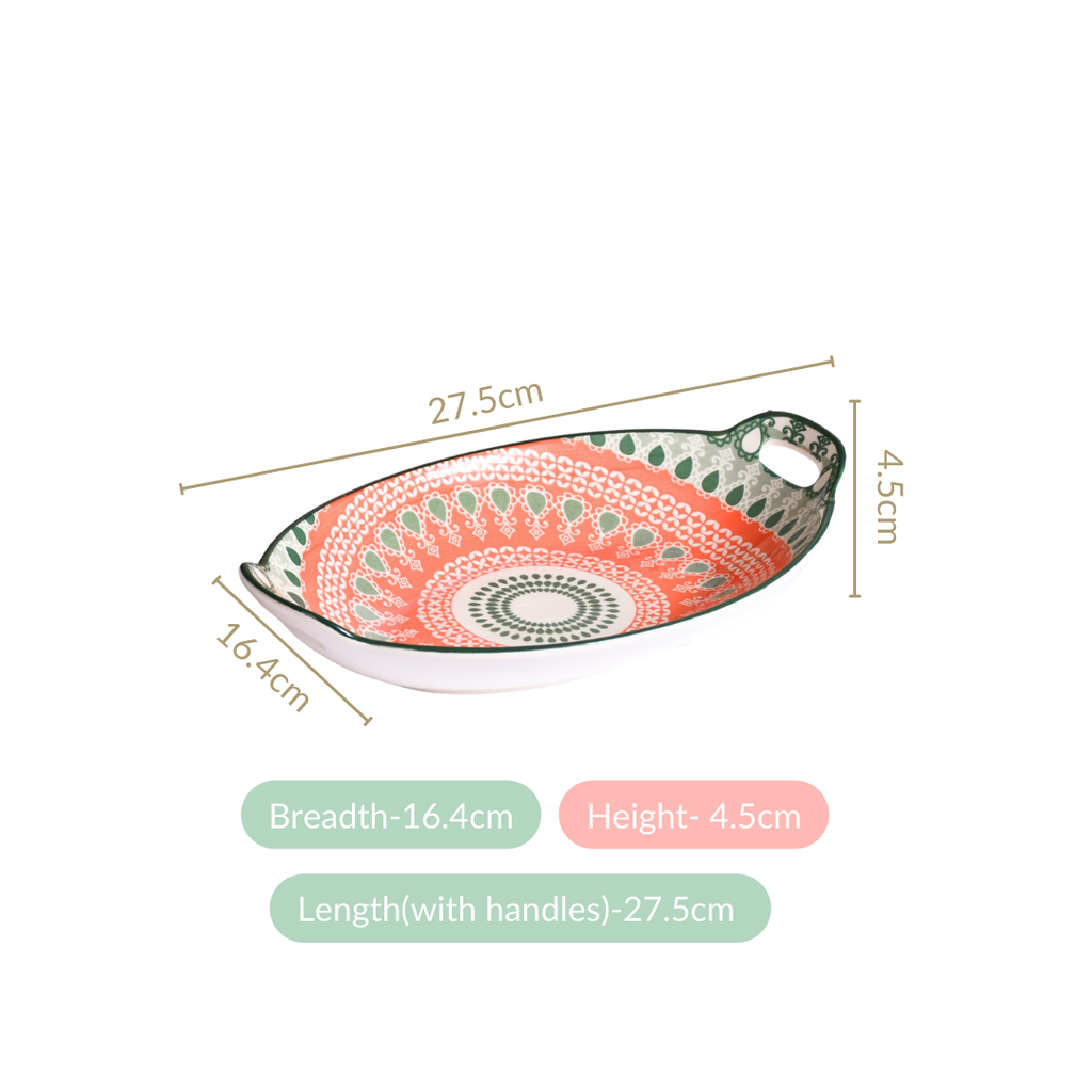 Orange And Green Mandala Snack Platter Set Of 2 Nestasia