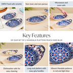 Set Of 2 Mandala Platters Peach And Blue Nestasia