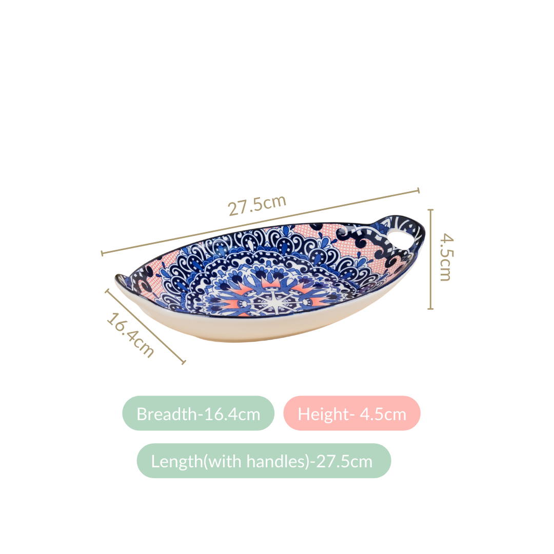 Set Of 2 Mandala Platters Peach And Blue Nestasia