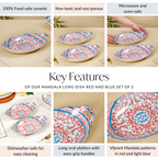 Mandala Long Dish Red And Blue Set Of 2 Nestasia
