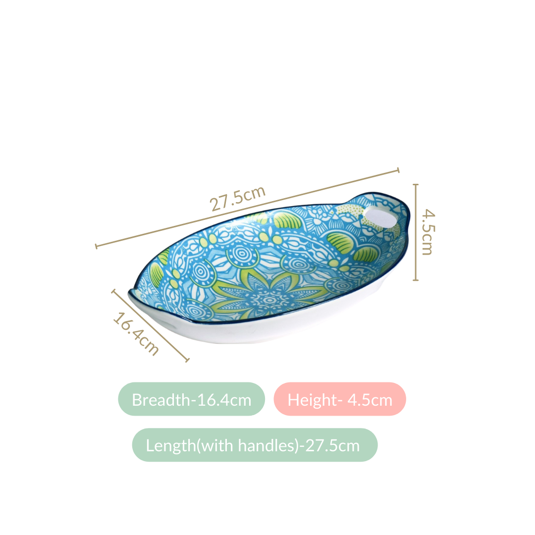 Green And Blue Mandala Serving Platter Set Of 2 Nestasia