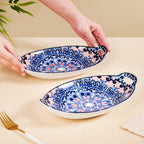 Set Of 2 Mandala Platters Peach And Blue Nestasia