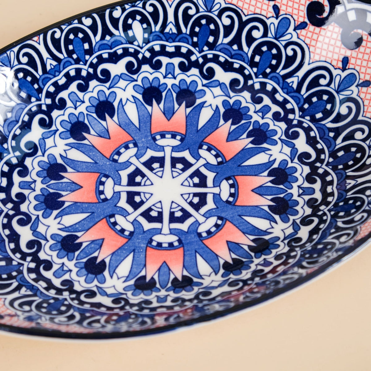Set Of 2 Mandala Platters Peach And Blue Nestasia