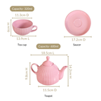 Ambrosia Ceramic Tea Kettle Cup And Saucer Set For 1 Pink Nestasia