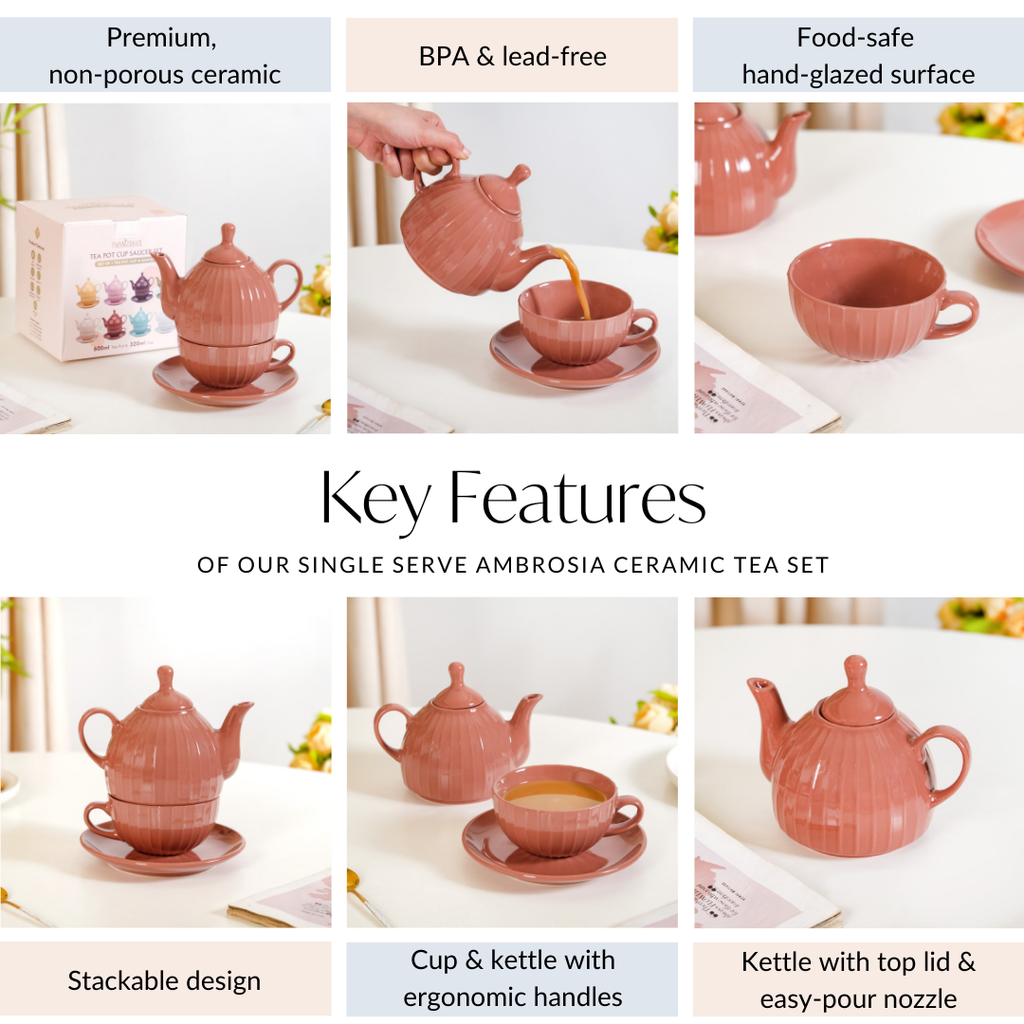 Single Serve Ambrosia Ceramic Tea Set Nestasia