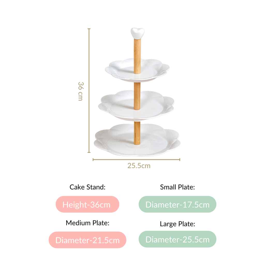 Blanca White Ceramic 3 Tier Cake Stand Nestasia