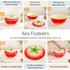 Strawberry Ceramic Serving Bowl With Lid 900ml Nestasia