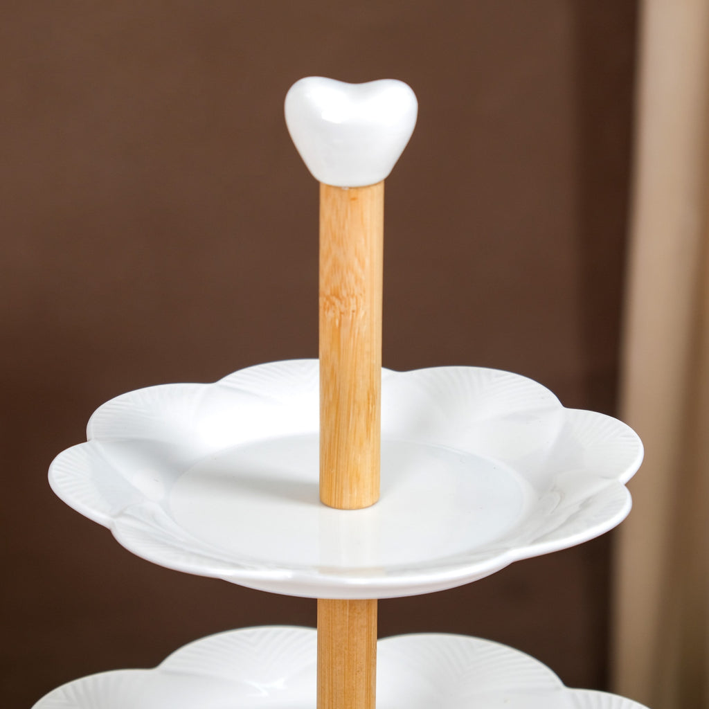 Blanca White Ceramic 3 Tier Cake Stand Nestasia