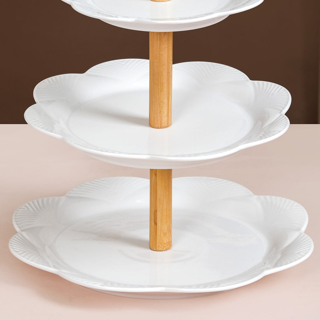 Blanca White Ceramic 3 Tier Cake Stand Nestasia