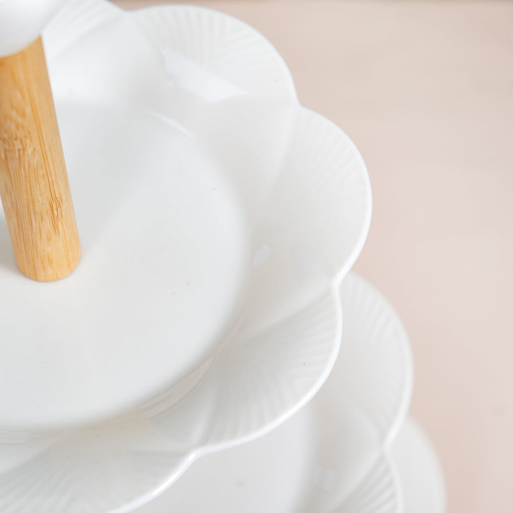 Blanca White Ceramic 3 Tier Cake Stand Nestasia