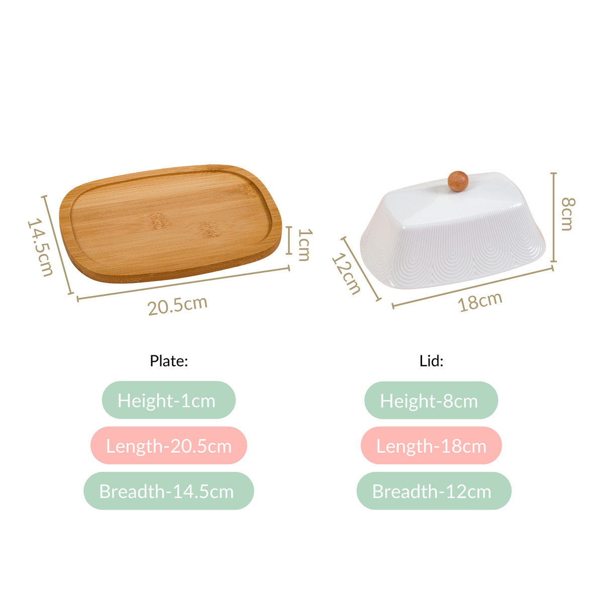 Blanca Rectangular Wooden Butter Dish With Ceramic Lid Nestasia