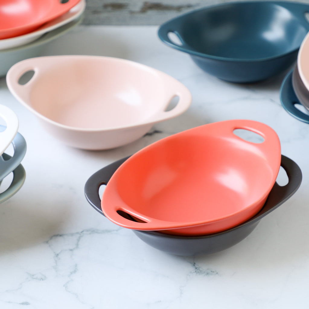 Modern Serving Bowl With Handle Pink Small Nestasia