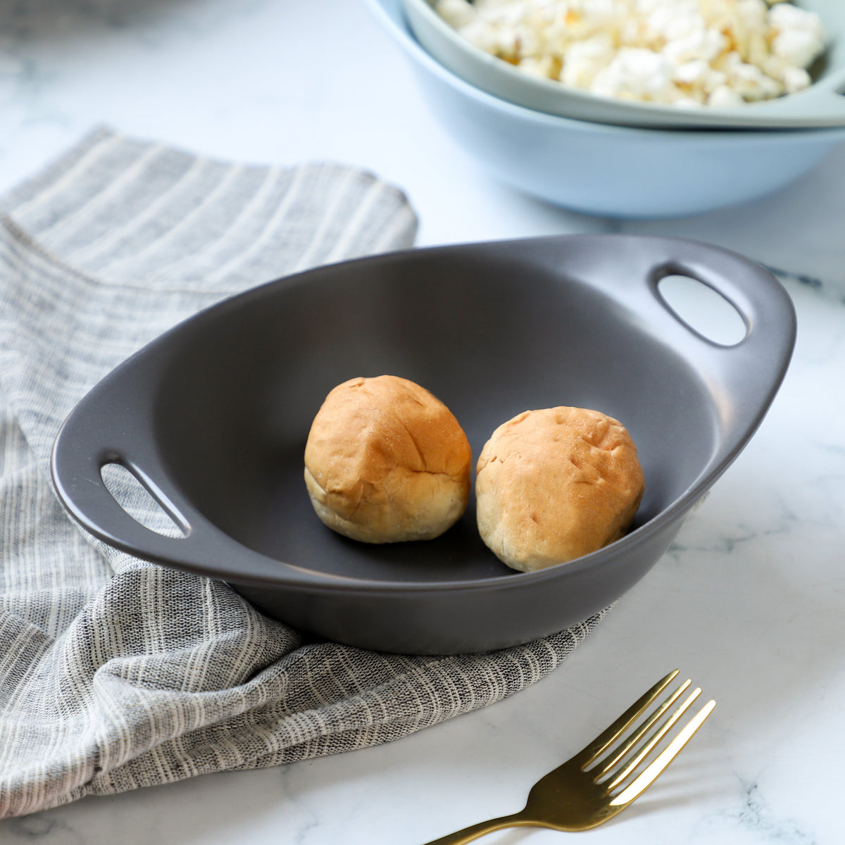 Modern Serving Bowl With Handle Grey Small Nestasia