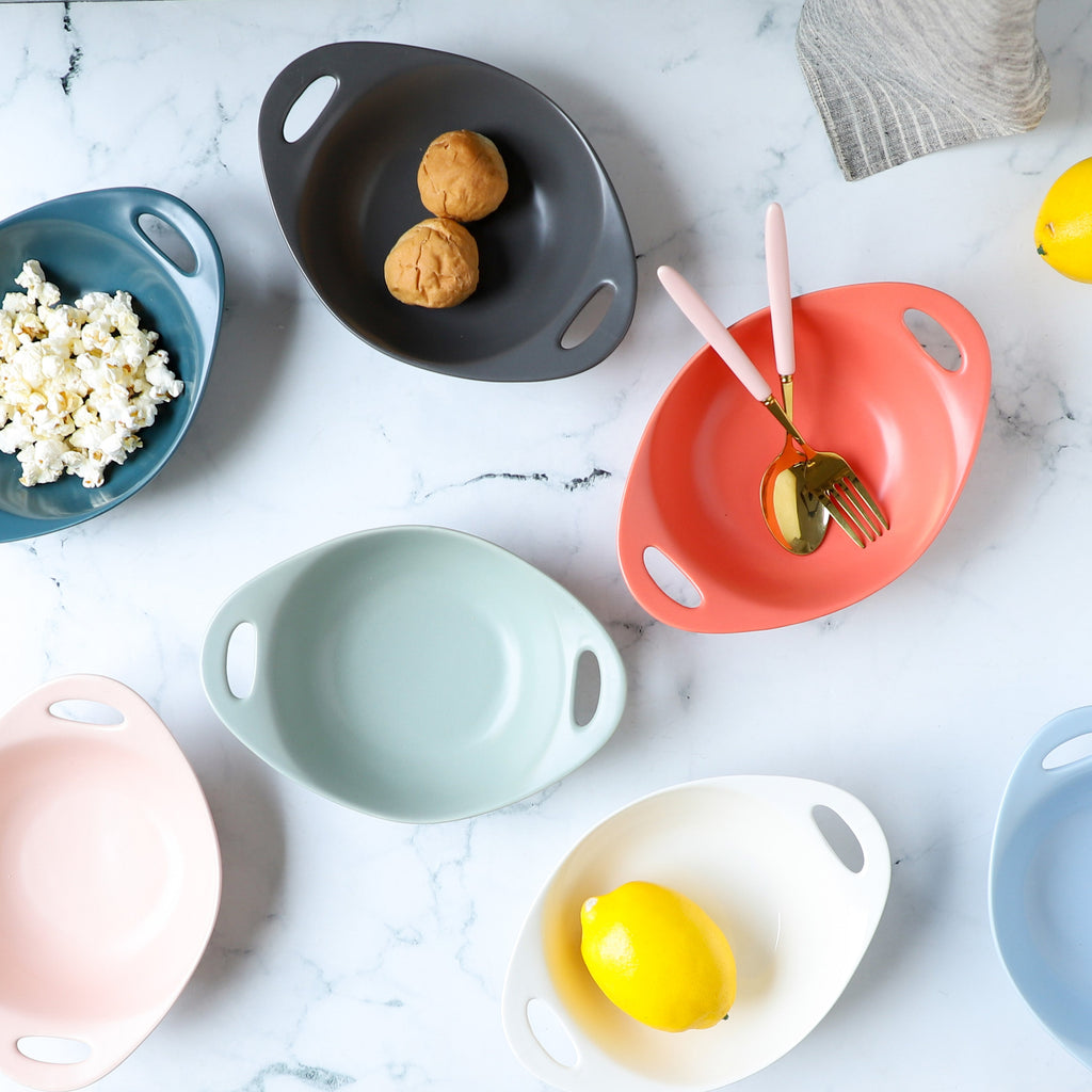 Modern Serving Bowl With Handle Grey Small Nestasia