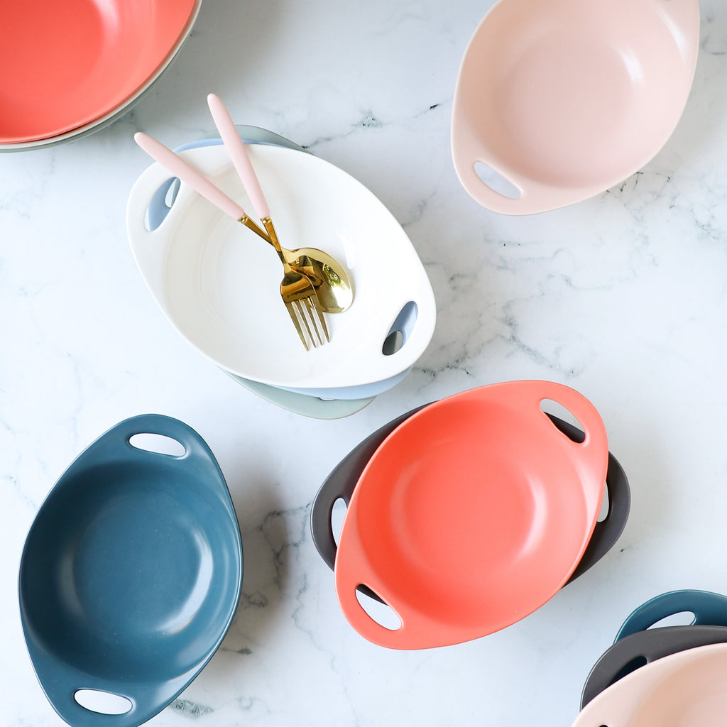 Modern Serving Bowl With Handle White Small Nestasia