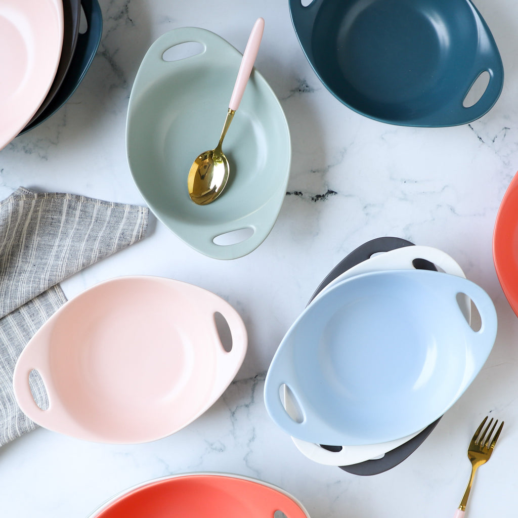Modern Serving Bowl With Handle Blue Small Nestasia