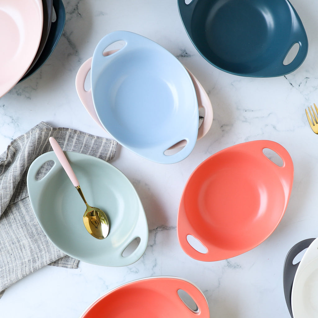 Modern Serving Bowl With Handle Blue Small Nestasia