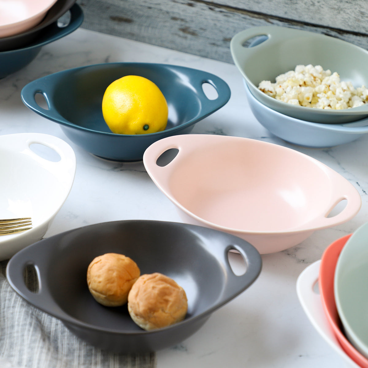 Modern Serving Bowl With Handle Grey Small Nestasia