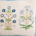 Cerulean Jardin Embroidered Cotton Cushion Cover 50x35cm Nestasia