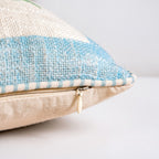 Cerulean Jardin Embroidered Cotton Cushion Cover 50x35cm Nestasia