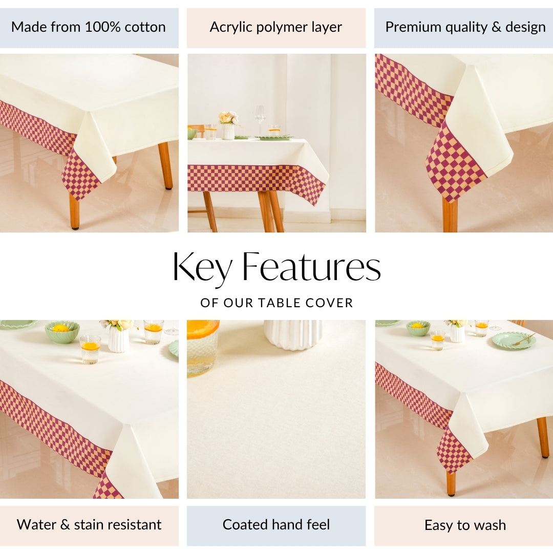 Checkered Border 6 Seater Table Cloth 203x152cm Nestasia