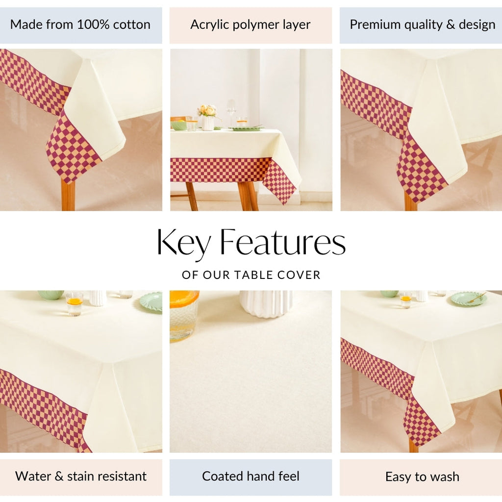 Checkered Border 8 Seater Table Cloth 274x152cm Nestasia