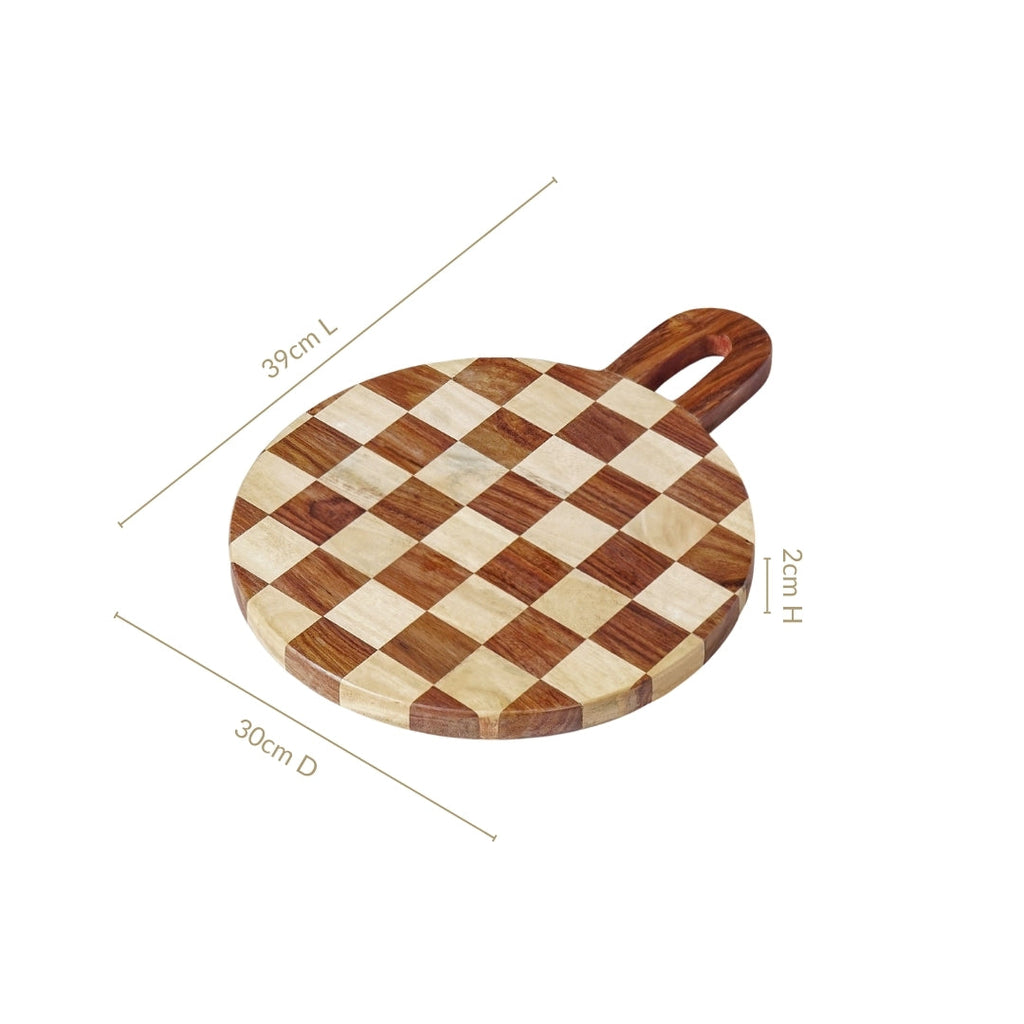 Serve And Slice Atelier Round Checkered Cheese Platter 30cm Nestasia