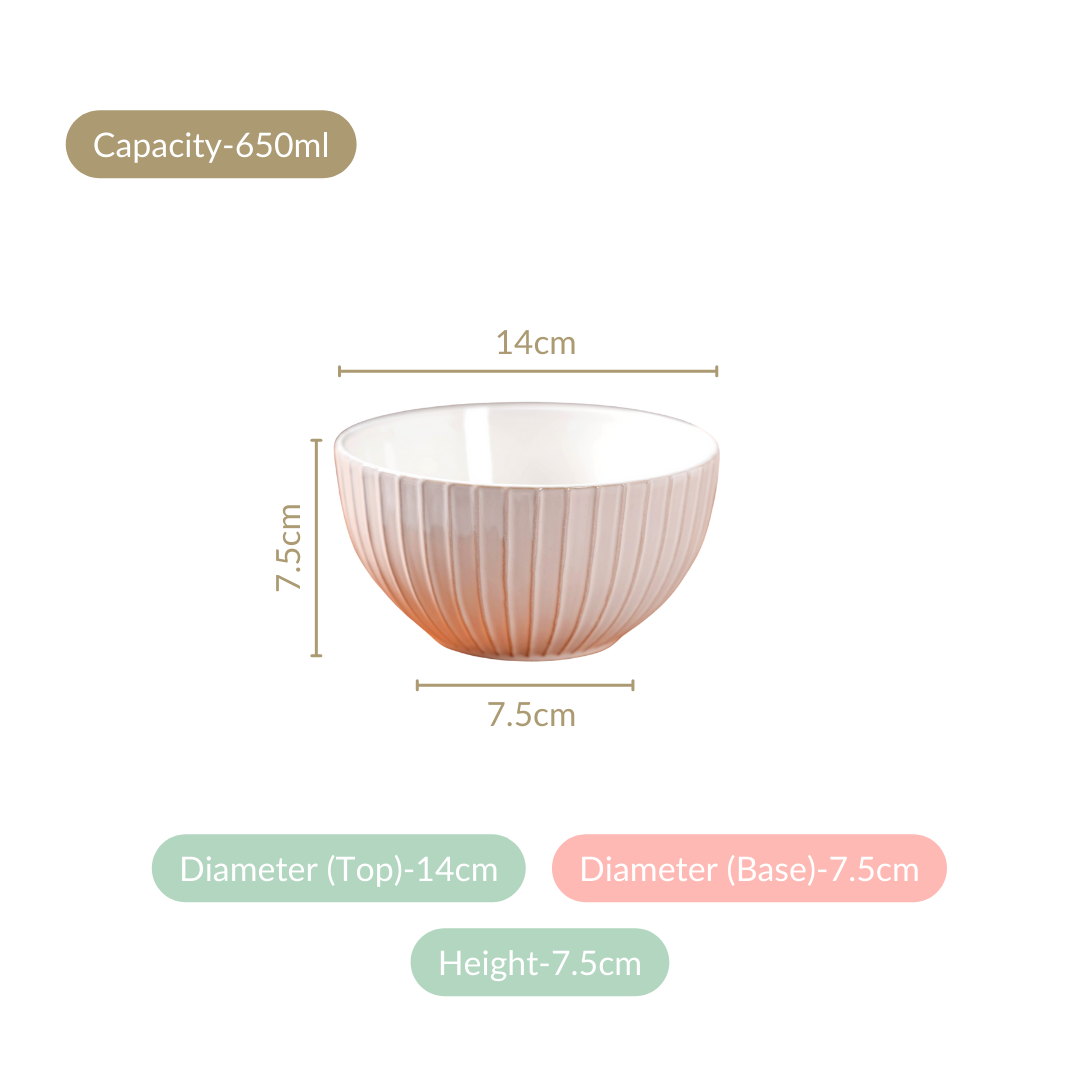 Costola Ceramic Serving Bowl Set Of 4 Off White 650ml Nestasia