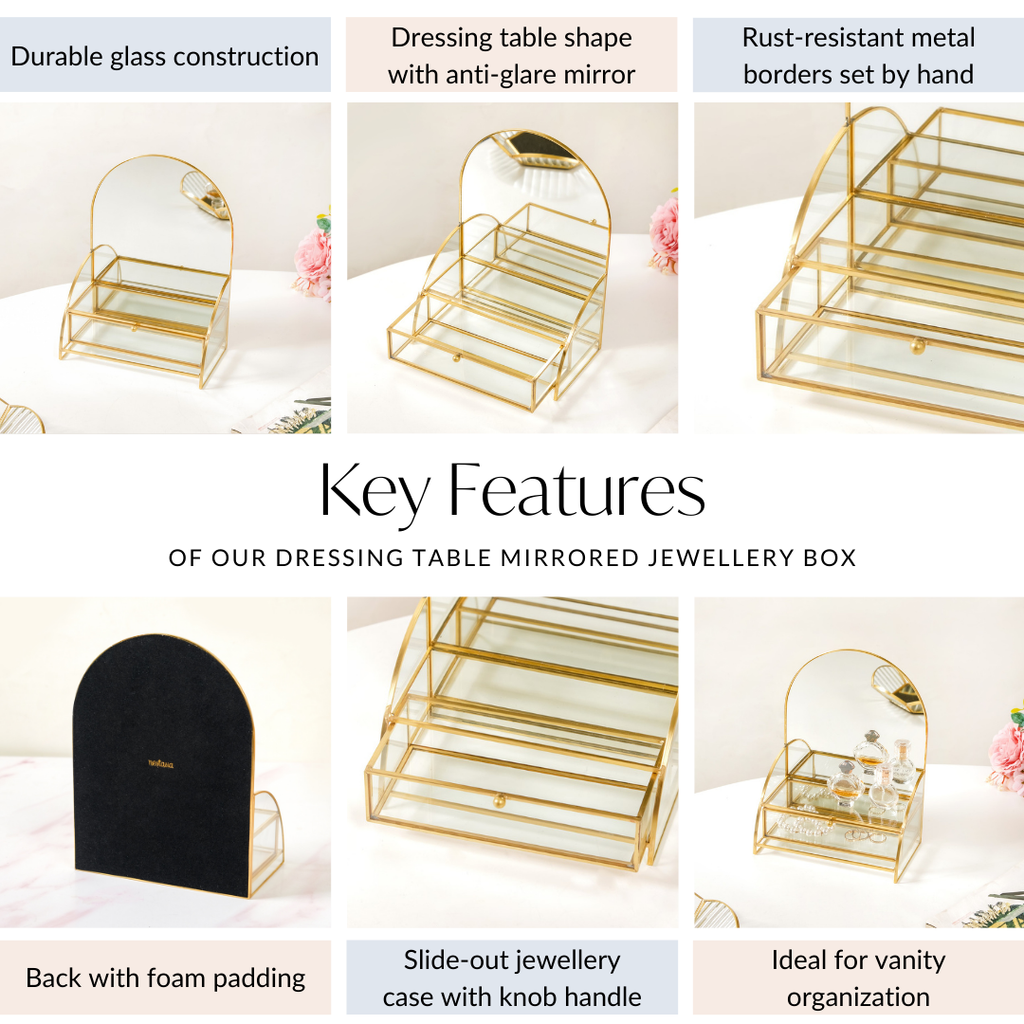 Dressing Table Mirror With Jewellery Box Drawer Nestasia