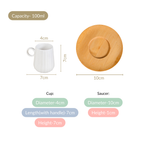 Chic Espresso Coffee Cup And Wooden Saucer Set Of 6 100ml Nestasia