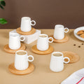 Chic Espresso Coffee Cup And Wooden Saucer Set Of 6 100ml Nestasia