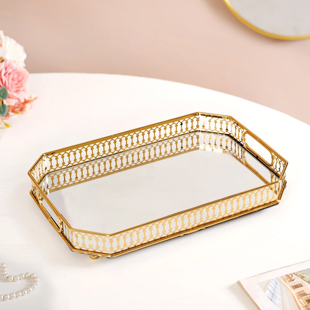 Luxurious Large Decorative Metal Tray Nestasia