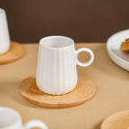Chic Espresso Coffee Cup And Wooden Saucer Set Of 6 100ml Nestasia