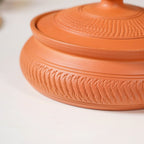 Set Of 2 Engraved Terracotta Serving Bowls With Lid 1400ml Nestasia