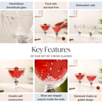 Shimmering Double Wall Stemmed Glass Goblet Set Of 2 250ml Nestasia
