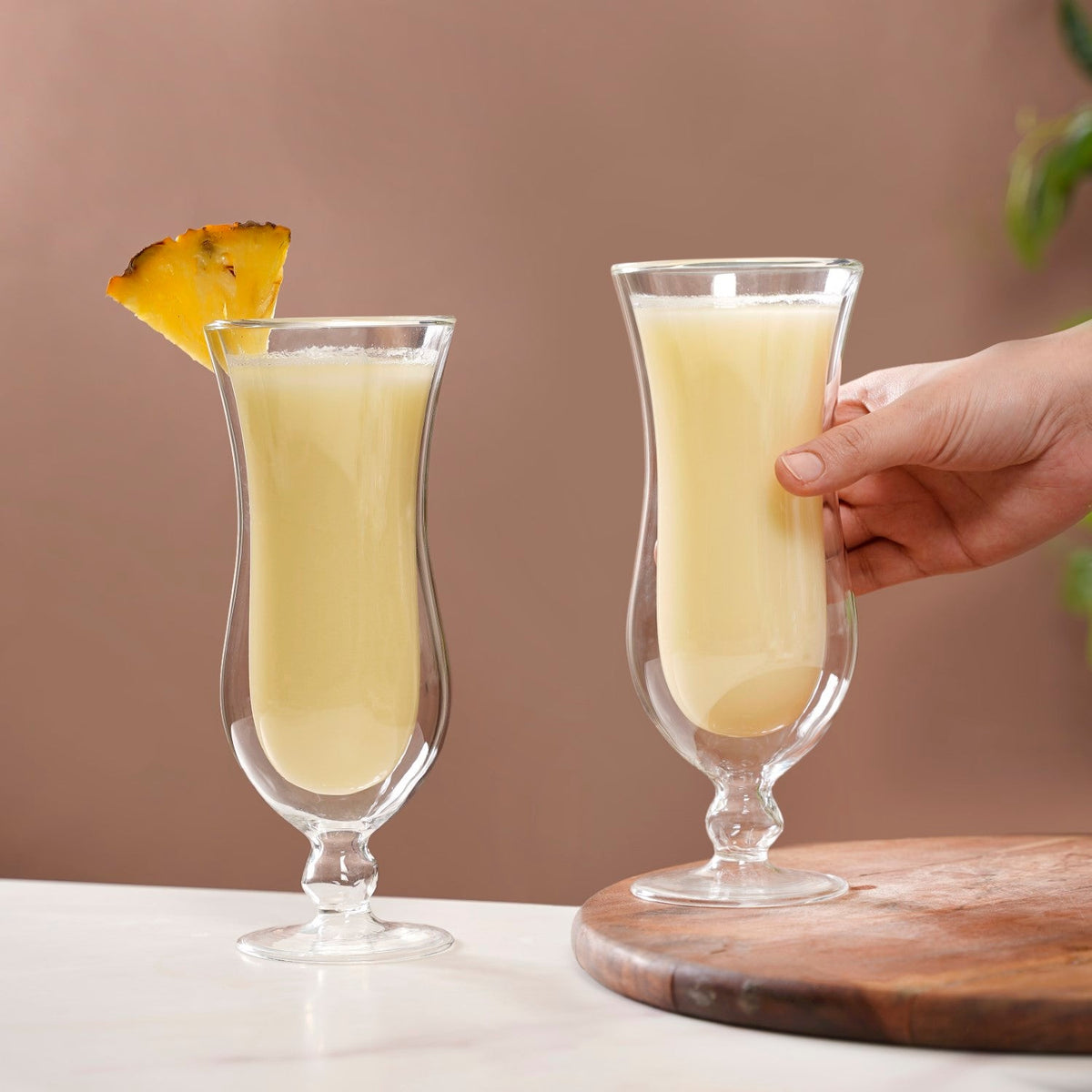 Pina Colada Double Wall Stem Glass Set Of 2 400ml Nestasia