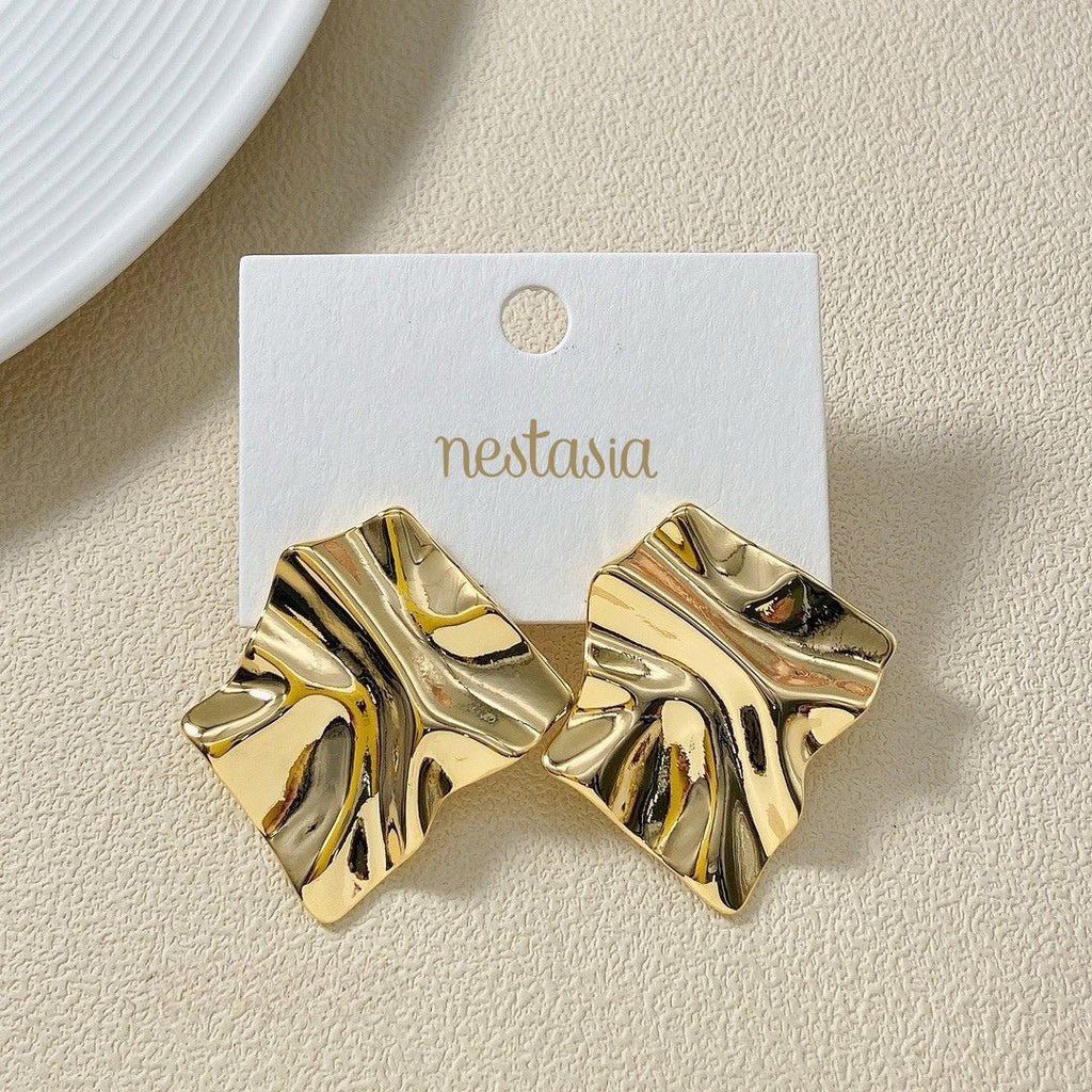 Chisel Stud Earrings Gold Nestasia