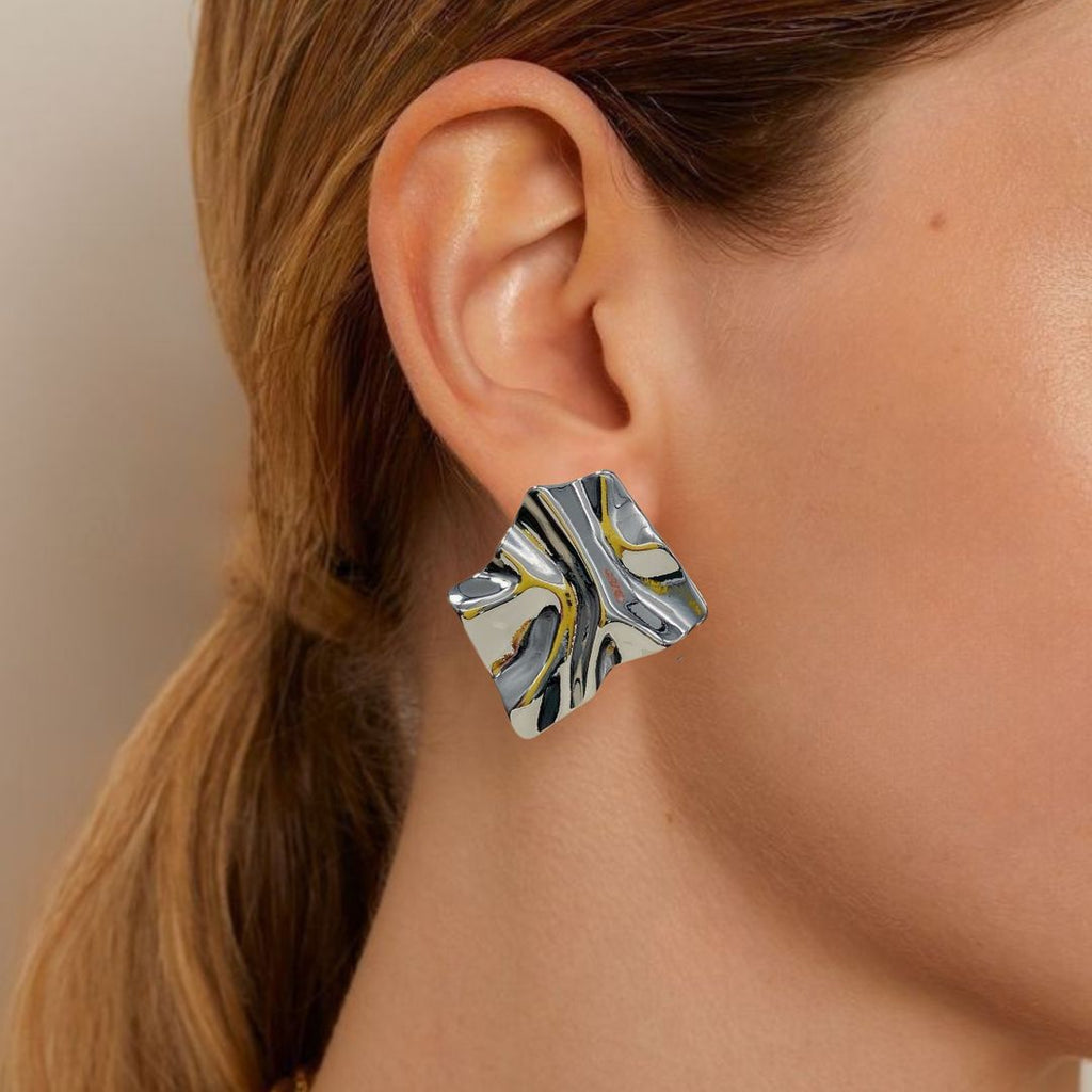 Chisel Stud Earrings Silver Nestasia