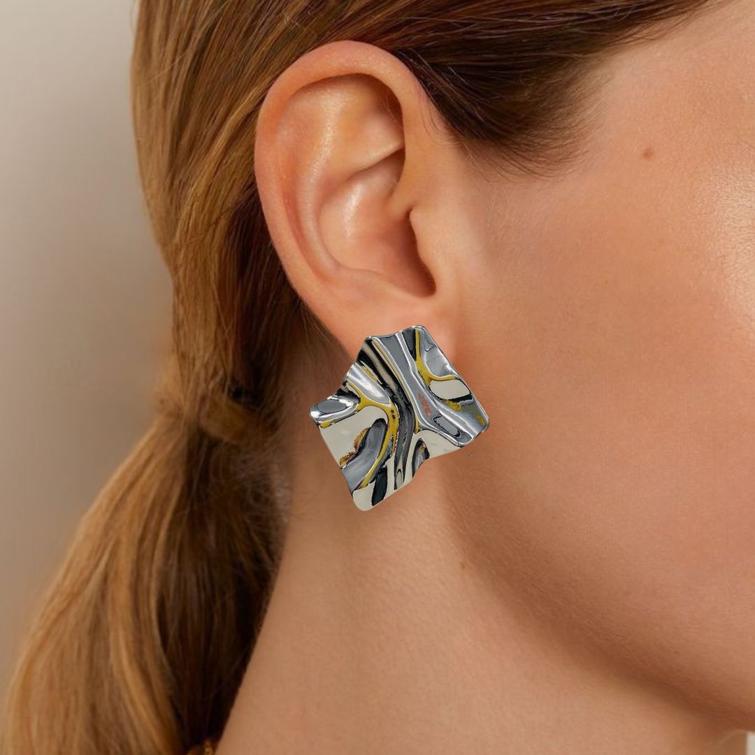 Chisel Stud Earrings Silver Nestasia