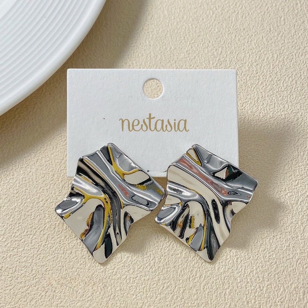 Chisel Stud Earrings Silver Nestasia