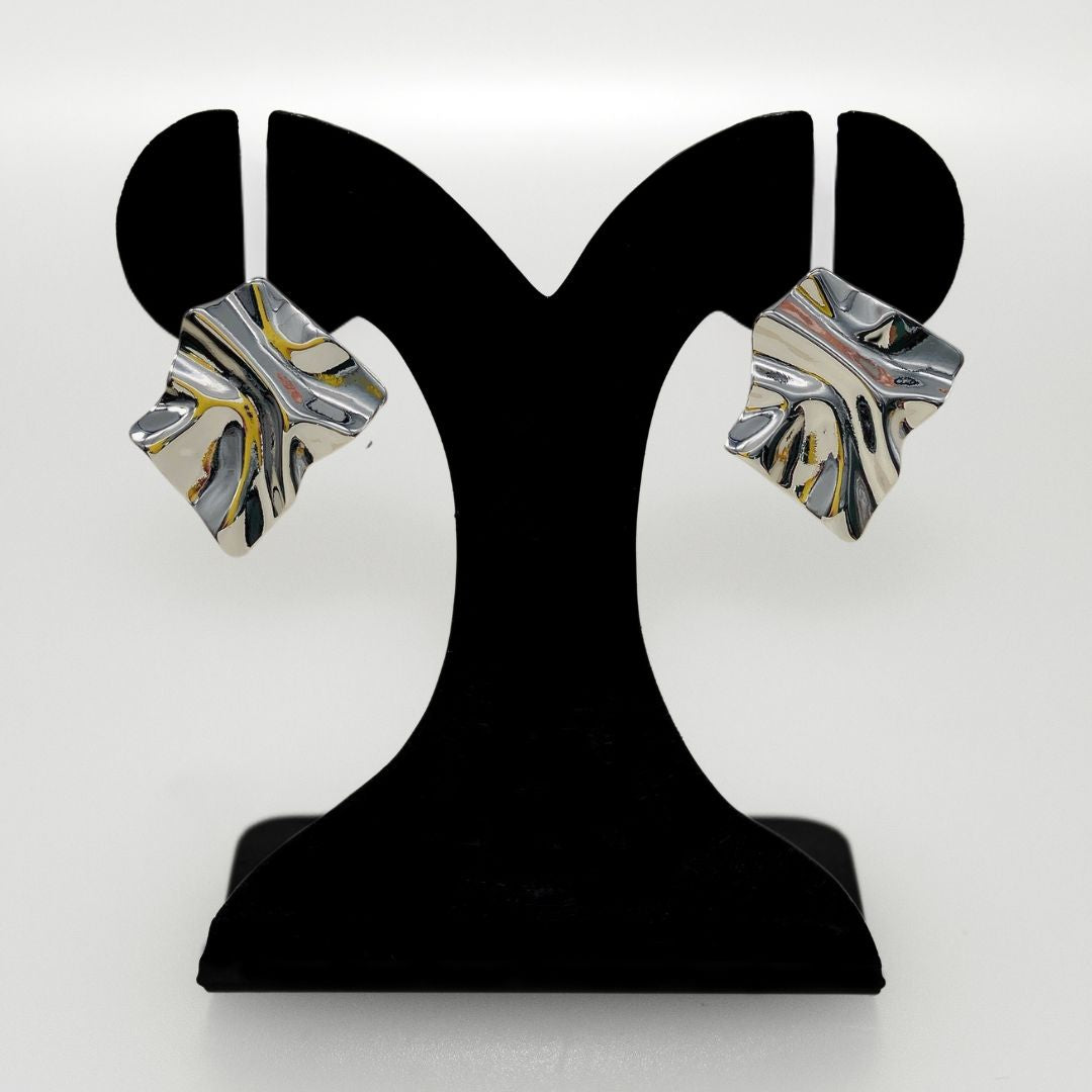 Chisel Stud Earrings Silver Nestasia