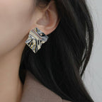 Chisel Stud Earrings Silver Nestasia