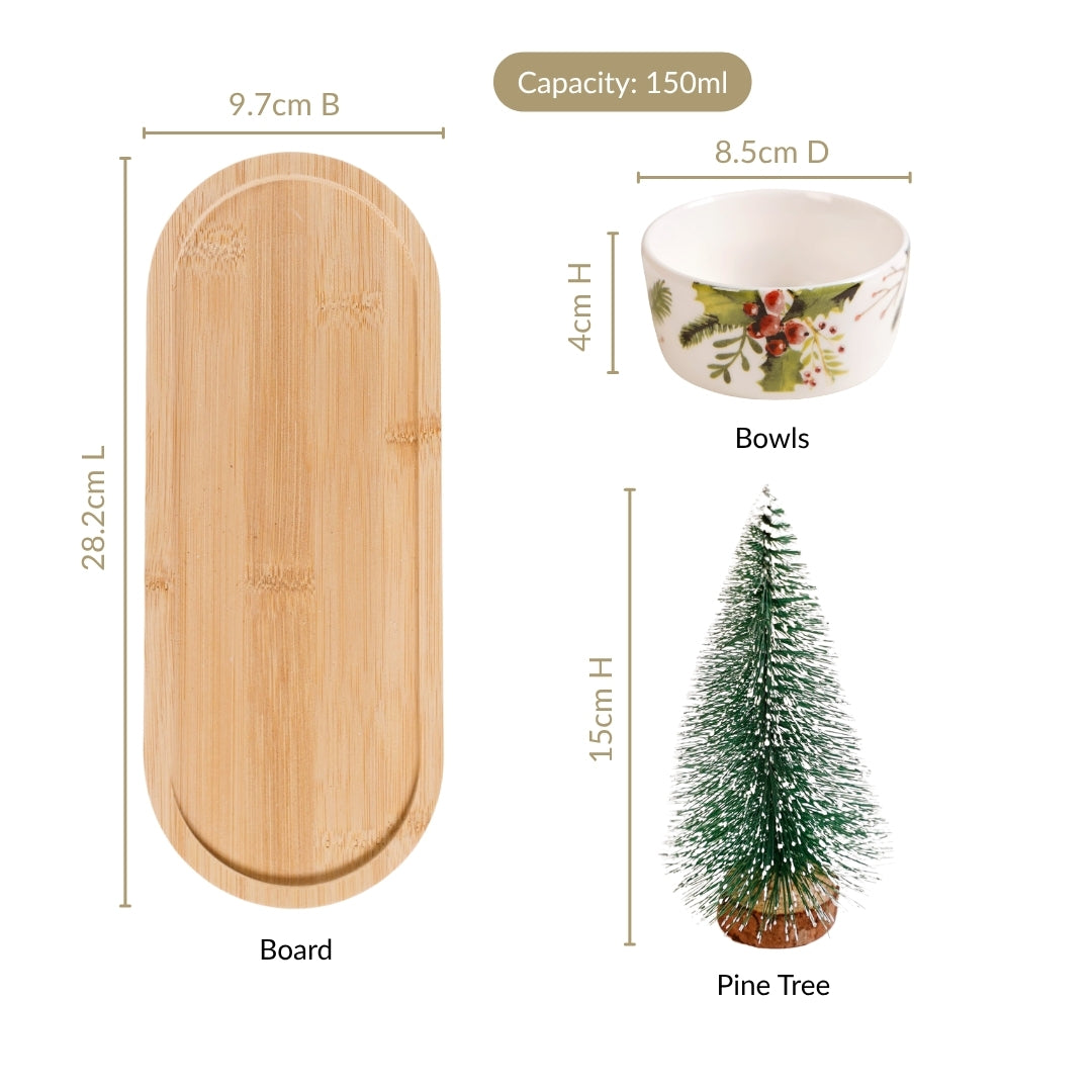 Christmas Pine Tree And Bowl Snack Platter Set Nestasia