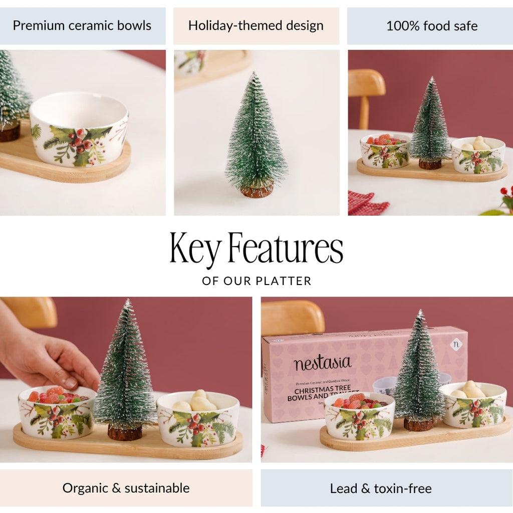 Christmas Pine Tree And Bowl Snack Platter Set Nestasia